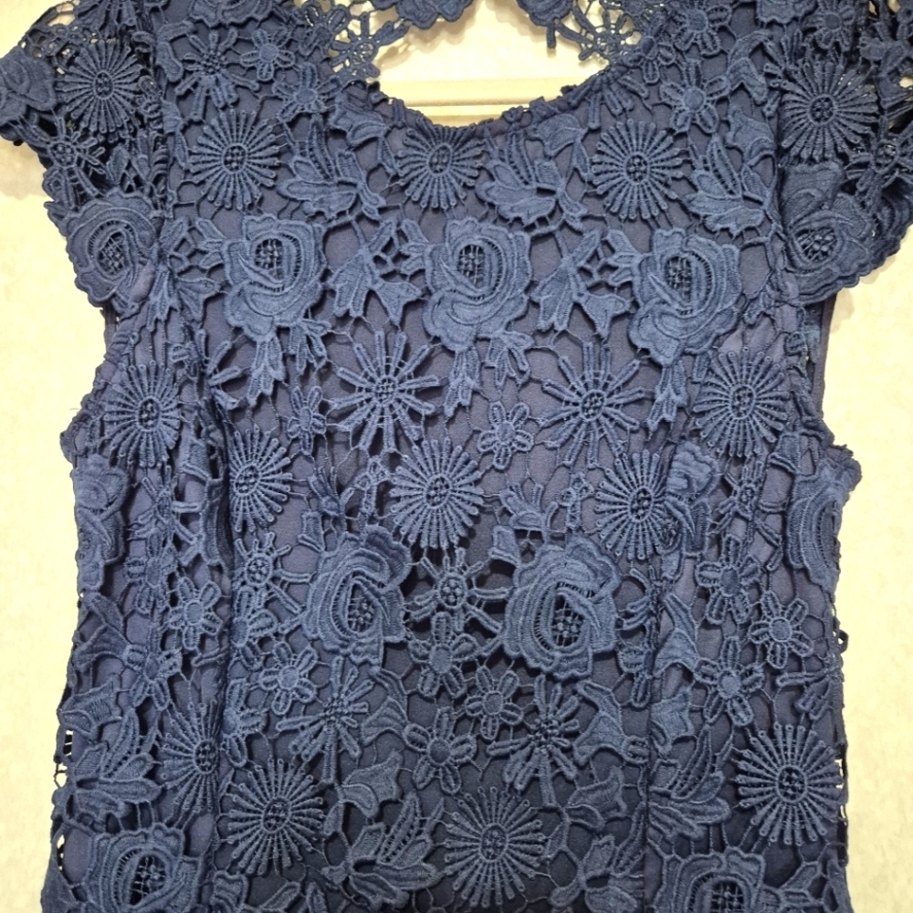 LULUS...Elegant Navy Lace mini Dress..SIZE:M - Picture 6 of 15